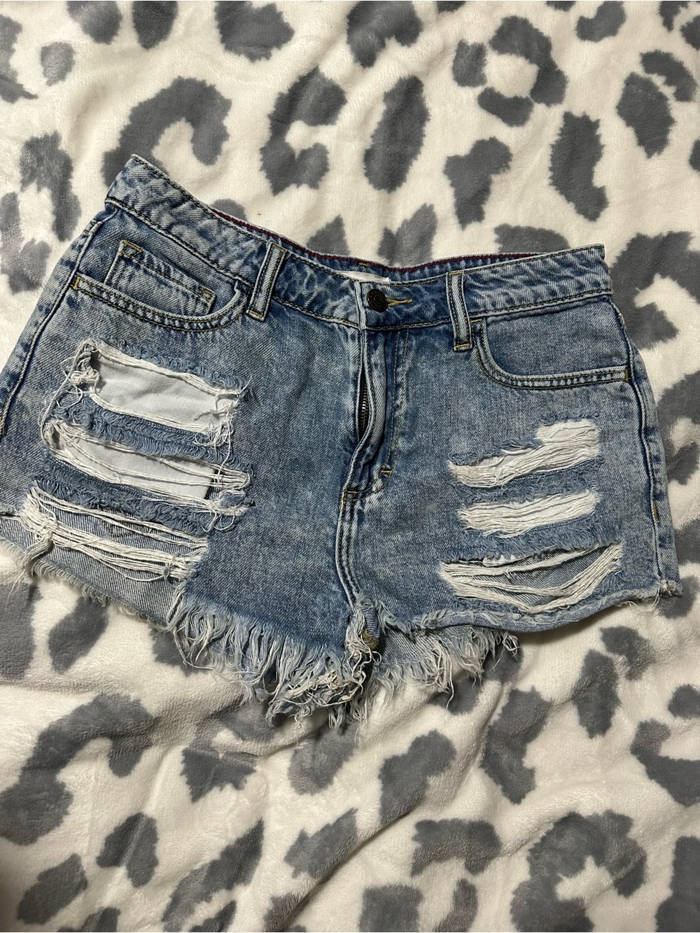Distressed Blue Denim Women's Shorts